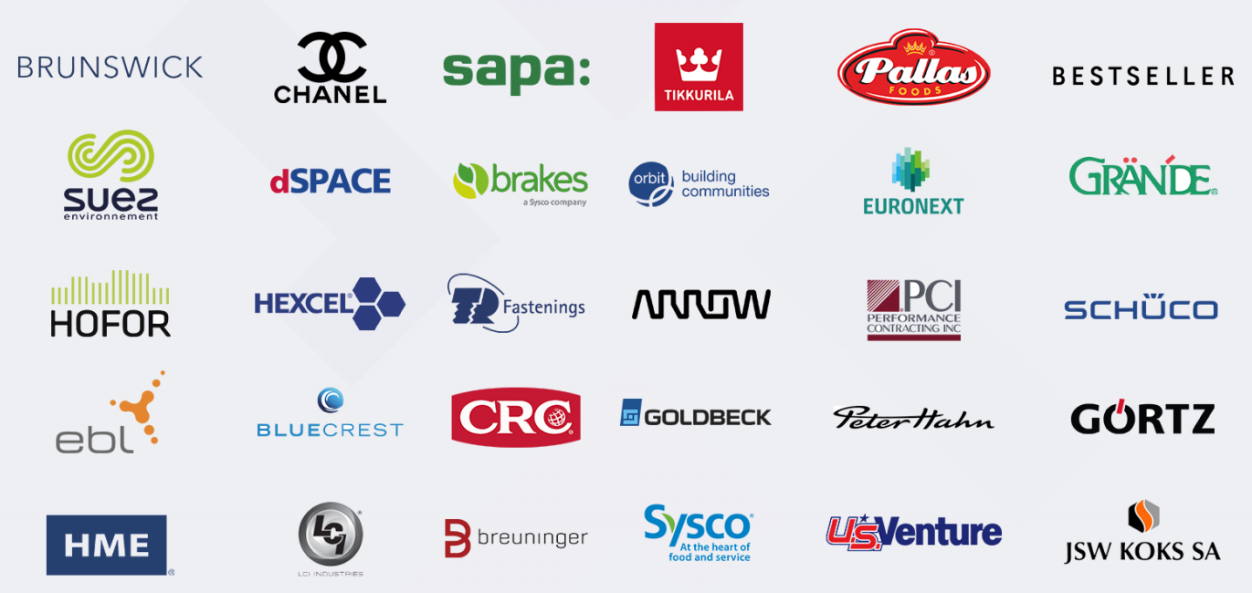 Trusted by organisations worldwide including Chanel, Brunswick, Sysco, Euronext and Schüco